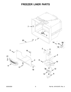Freezer Liner Parts Diagram and Parts List for WRF767SDHZ01  Whirlpool Refrigerator
