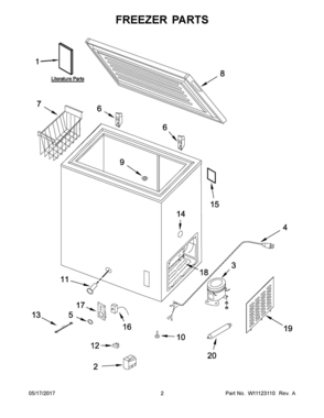 02 - FREEZER PARTS Diagram and Parts List for AQC0701GRW00  Whirlpool Freezer