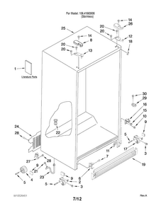 Cabinet Parts Diagram and Parts List for 10641563805  Kenmore Refrigerator