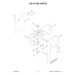 Air Flow Parts Diagram and Parts List for WRS315SNHB09  Whirlpool Refrigerator