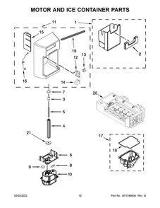 Motor And Ice Container Parts 1 Diagram and Parts List for WRS555SIHV06  Whirlpool Refrigerator