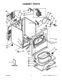 CABINET PARTS Diagram and Parts List for 4GWED4900YW1  Whirlpool Dryer
