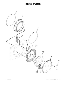 Door Parts Diagram and Parts List for 11041942710  Kenmore Washer