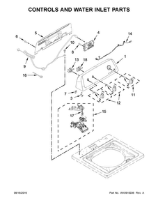 Controls And Water Inlet Parts Diagram and Parts List for 11020242511  Kenmore Washer