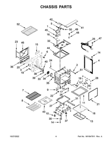 Chassis Parts Diagram and Parts List for WEG745H0LZ4  Whirlpool Range