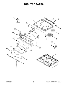 02 - Cooktop Parts Diagram and Parts List for YWEE515S0LV3  Whirlpool Range