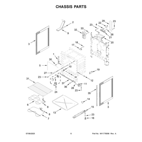 Chassis Parts Diagram and Parts List for WFES3030RB2  Whirlpool Range