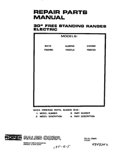 Cover Page Diagram and Parts List for F9027*0  Roper Range
