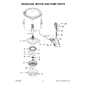 Gearcase, Motor And Pump Parts Diagram and Parts List for WTW6150PW1  Whirlpool Washer