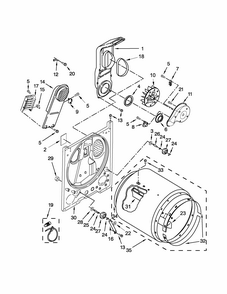 Bulkhead Parts Diagram and Parts List for 110C61402311  Kenmore Dryer
