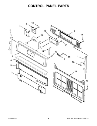 Control Panel Parts Diagram and Parts List for WFG510S0HS0  Whirlpool Range