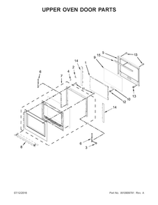 Upper Oven Door Parts Diagram and Parts List for KODE507EBS01  KitchenAid Wall Oven