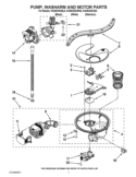 PUMP, WASHARM AND MOTOR PARTS Diagram and Parts List for KUDE20IXBL6  KitchenAid Dishwasher