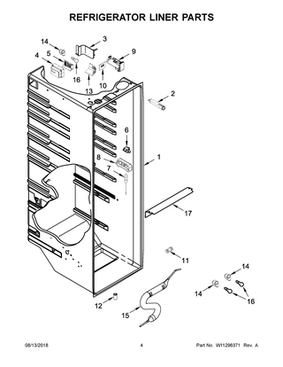 Refrigerator Liner Parts Diagram and Parts List for WRSA88FIHN00  Whirlpool Refrigerator