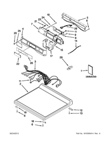 Top And Console Parts Diagram and Parts List for 3LCGD9100WQ3  Whirlpool Dryer