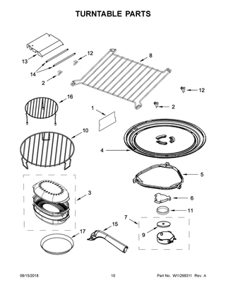 Turntable Parts Diagram and Parts List for YKMHP519ES3  Whirlpool Microwave