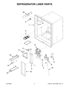 Refrigerator Liner Parts Diagram and Parts List for WRX735SDHV03  Whirlpool Refrigerator