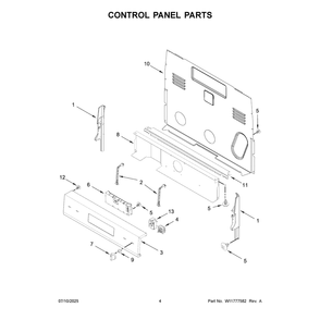 Control Panel Parts Diagram and Parts List for WFES3030RS2  Whirlpool Range
