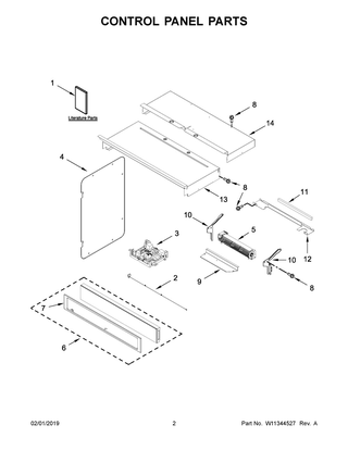Control Panel Parts Diagram and Parts List for WOC75EC0HV02  Whirlpool Microwave Oven Combo