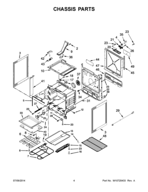 03 - CHASSIS PARTS Diagram and Parts List for YWEE730H0DB0  Whirlpool Range