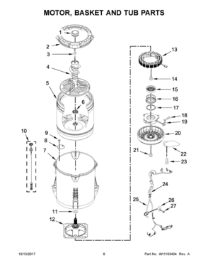 04 - MOTOR, BASKET AND TUB PARTS Diagram and Parts List for MVWB765FW2  Whirlpool Washer
