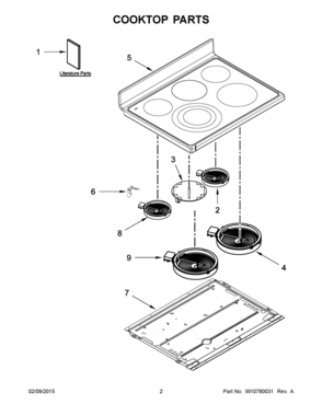02 - COOKTOP PARTS Diagram and Parts List for YKFED500ESS0  Whirlpool 