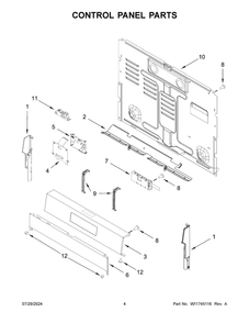 03 - Control Panel Parts Diagram and Parts List for MFGS6030RW0  Whirlpool Range