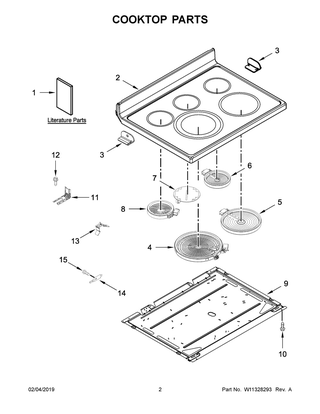 Cooktop Parts Diagram and Parts List for YKFEG500ESS3  Whirlpool Range