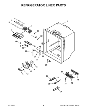 03 - REFRIGERATOR LINER PARTS Diagram and Parts List for WRF540CWHB00  Whirlpool Refrigerator