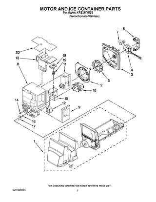 Motor And Ice Container Parts Diagram and Parts List for KFIS25XVMS3  Whirlpool Refrigerator