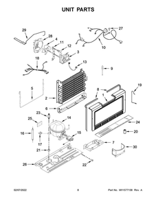 Unit Parts Diagram and Parts List for WZF79R20DW06  Whirlpool Freezer