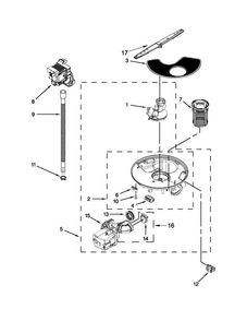 Pump, Washarm And Motor Parts Diagram and Parts List for WDF530PSYB6  Whirlpool Dishwasher