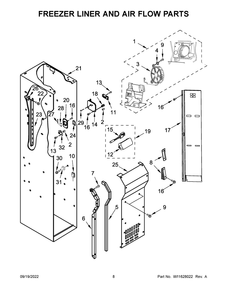 Freezer Liner And Air Flow Parts Diagram and Parts List for KBSD702MPS00  KitchenAid Refrigerator