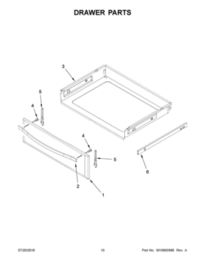 06 - DRAWER PARTS Diagram and Parts List for YWFE770H0FZ0  Whirlpool Range