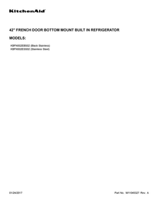 Cover Sheet Diagram and Parts List for KBFN502ESS02  KitchenAid Refrigerator