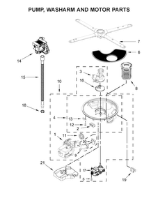 Pump, Washarm And Motor Parts Diagram and Parts List for KDFE104DWH5  KitchenAid Dishwasher