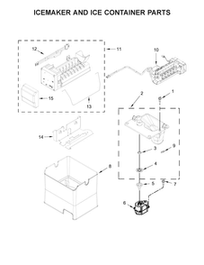 Icemaker And Ice Container Parts Diagram and Parts List for WRV986FDEM00  Whirlpool Refrigerator