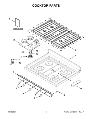 Cooktop Parts Diagram and Parts List for WFG535S0JS0  Whirlpool Range