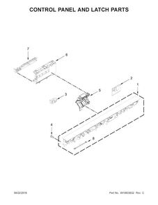 Control Panel And Latch Parts Diagram and Parts List for KDTM354ESS1  KitchenAid Dishwasher