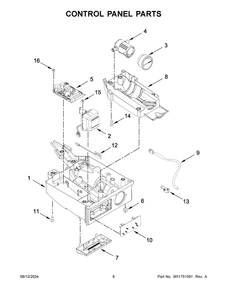 05 - Control Panel Parts Diagram and Parts List for WUI75X15HW02  Whirlpool Ice Maker