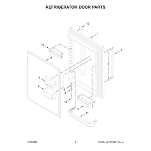 Refrigerator Door Parts Diagram and Parts List for KRBL109ESS06  KitchenAid Refrigerator