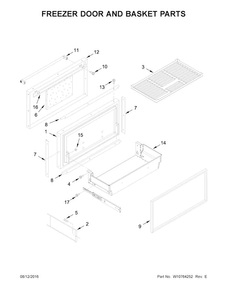 Freezer Door And Basket Parts Diagram and Parts List for KBFN402ESS00  KitchenAid Refrigerator