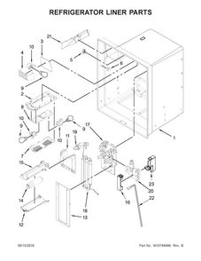 Refrigerator Liner Parts Diagram and Parts List for KRFC400ESS00  KitchenAid Refrigerator