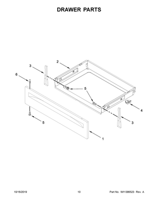 Drawer Parts Diagram and Parts List for WFE515S0JB0  Whirlpool Range
