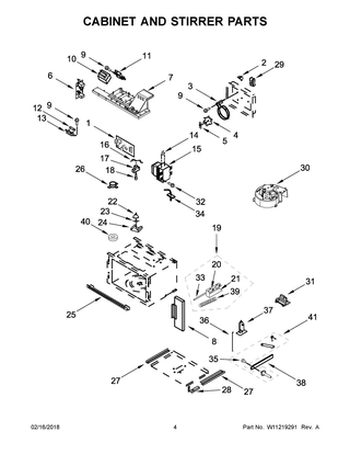 Cabinet And Stirrer Parts Diagram and Parts List for KOCE507EBS03  Whirlpool Microwave Oven Combo