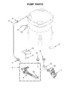 Pump Parts Diagram and Parts List for WTW8500DR1  Whirlpool Washer