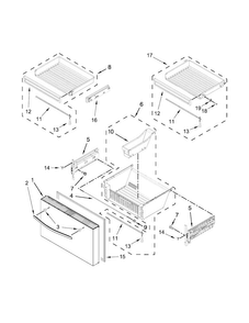 Freezer Door Parts Diagram and Parts List for WRV996FDEE00  Whirlpool Refrigerator