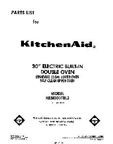 Front Cover Diagram and Parts List for KEBI200TBL0  KitchenAid Wall Oven