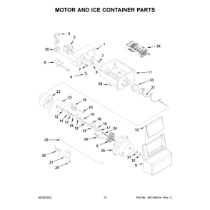 Motor And Ice Container Parts Diagram and Parts List for WRS321SDHW08  Whirlpool Refrigerator