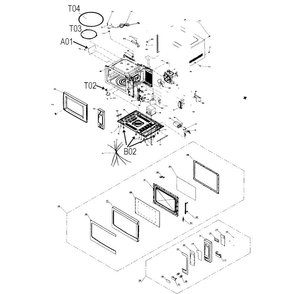Cabinet Parts Diagram and Parts List for 40573163310  Kenmore Microwave